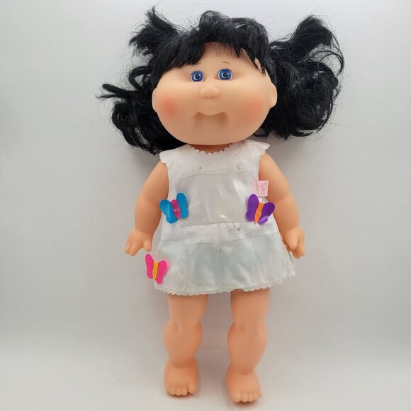 Cabbage Patch Kids Doll Vinyl Jointed Black Hair Blue Eyes Girl - Painting Faces - Picture 1 of 12